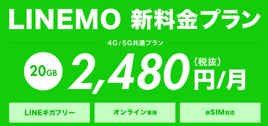 ソフトバンク Linemo gb 2480円 Lineスタンプ使い放題 240円が無料